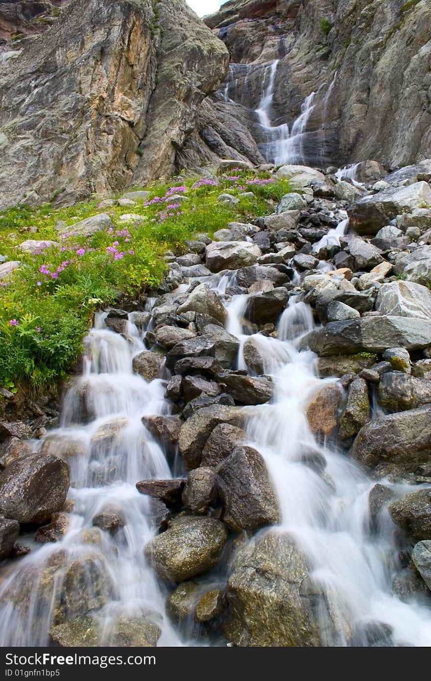 Waterfall in mountains