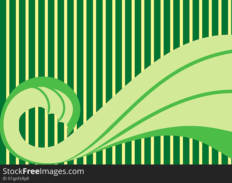 Green gackground with stripes and wave. Green gackground with stripes and wave