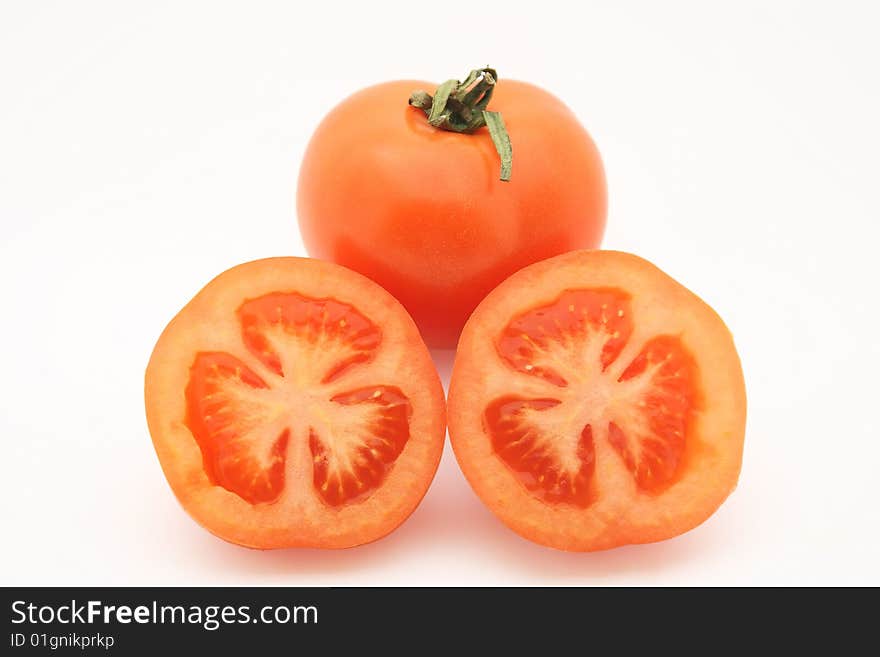 Fresh tomato on white background