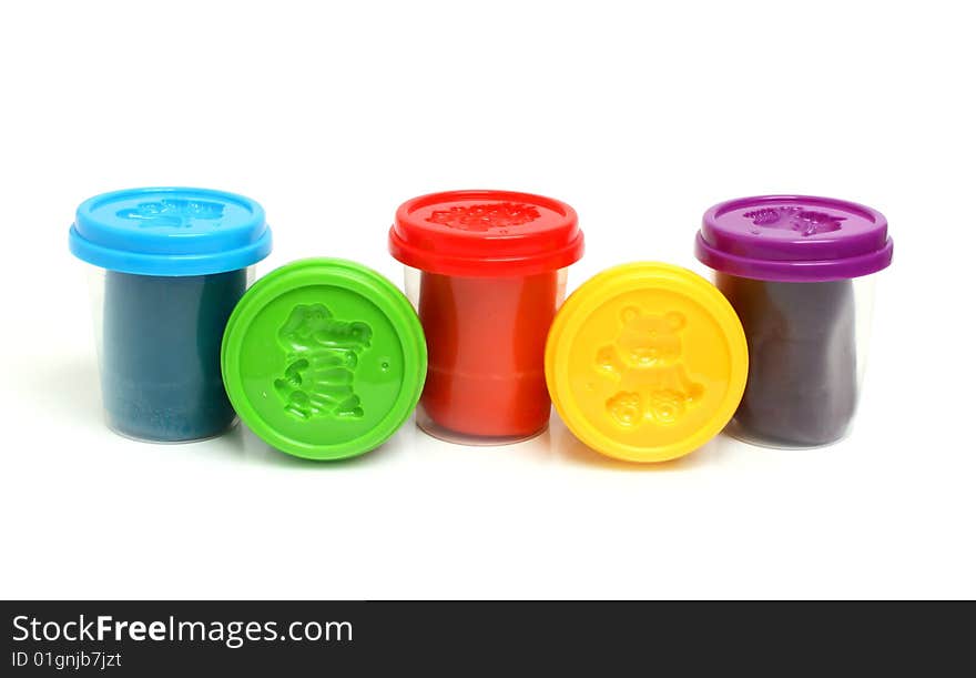 Much colors plasticine isolated on white background