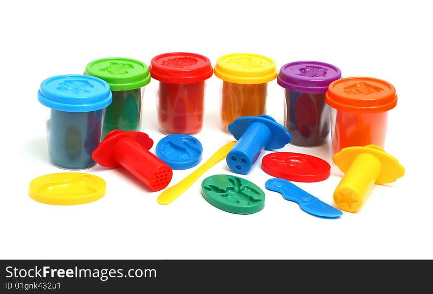 Much colors plasticine isolated on white background