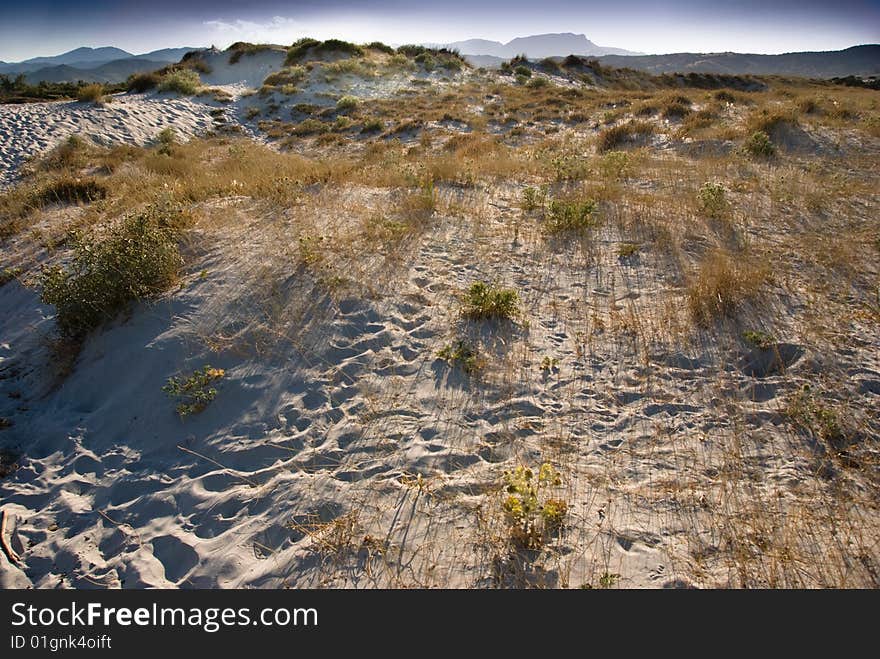 Sardinian desertic landscape in Italy