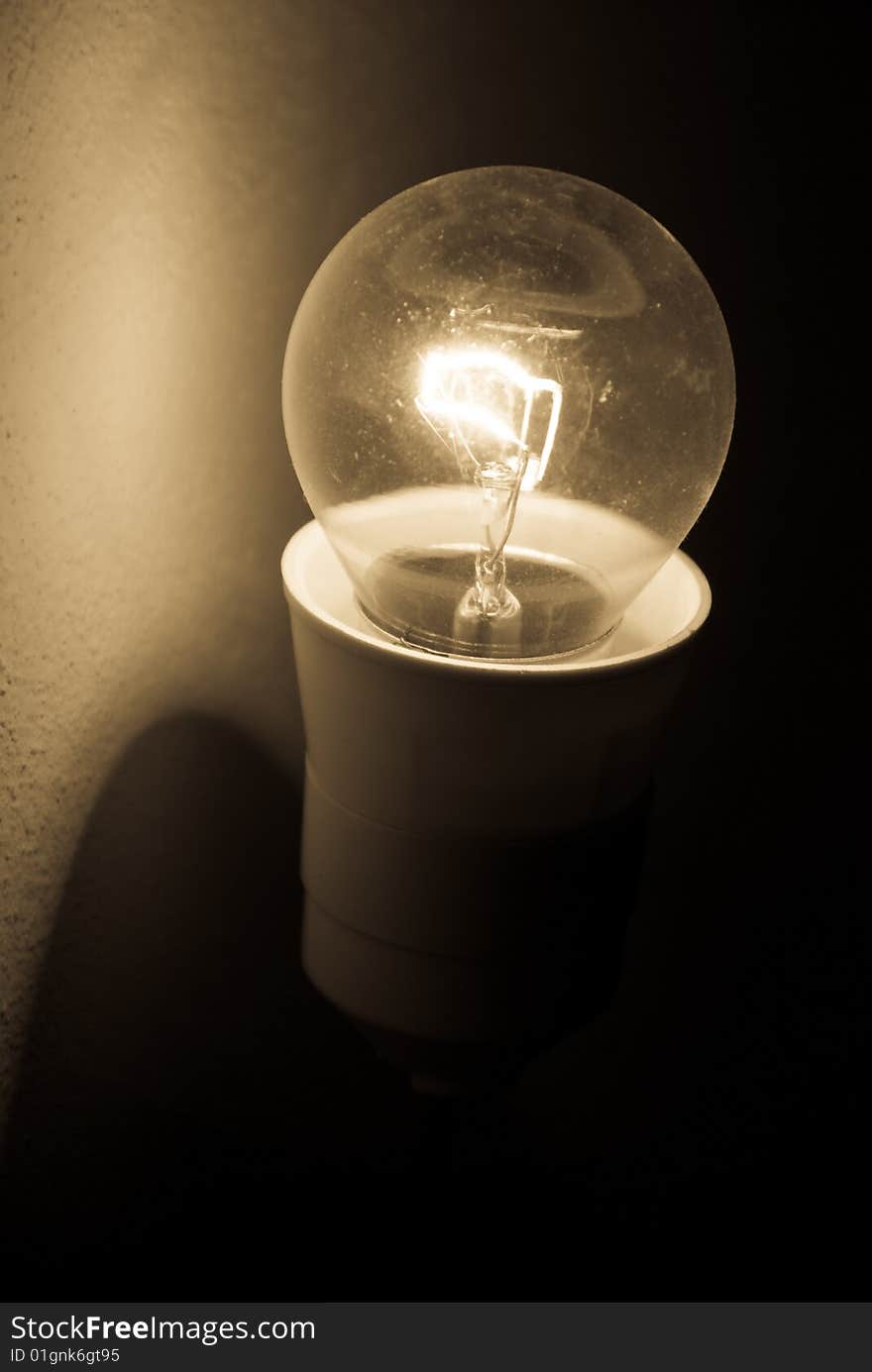 Electric bulb in the darkness