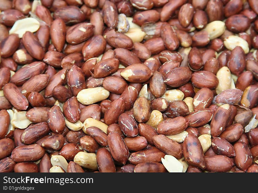 Closeup of salted peanuts seed