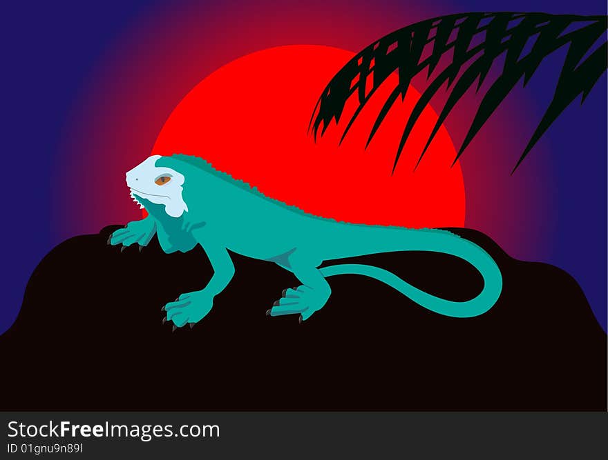 Lizard against the sun. A vector. Without mesh. Lizard against the sun. A vector. Without mesh