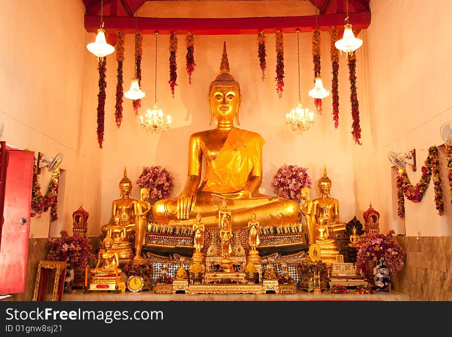 Buddha images in the church of temple in Petchaburi province, Thailand. Buddha images in the church of temple in Petchaburi province, Thailand.