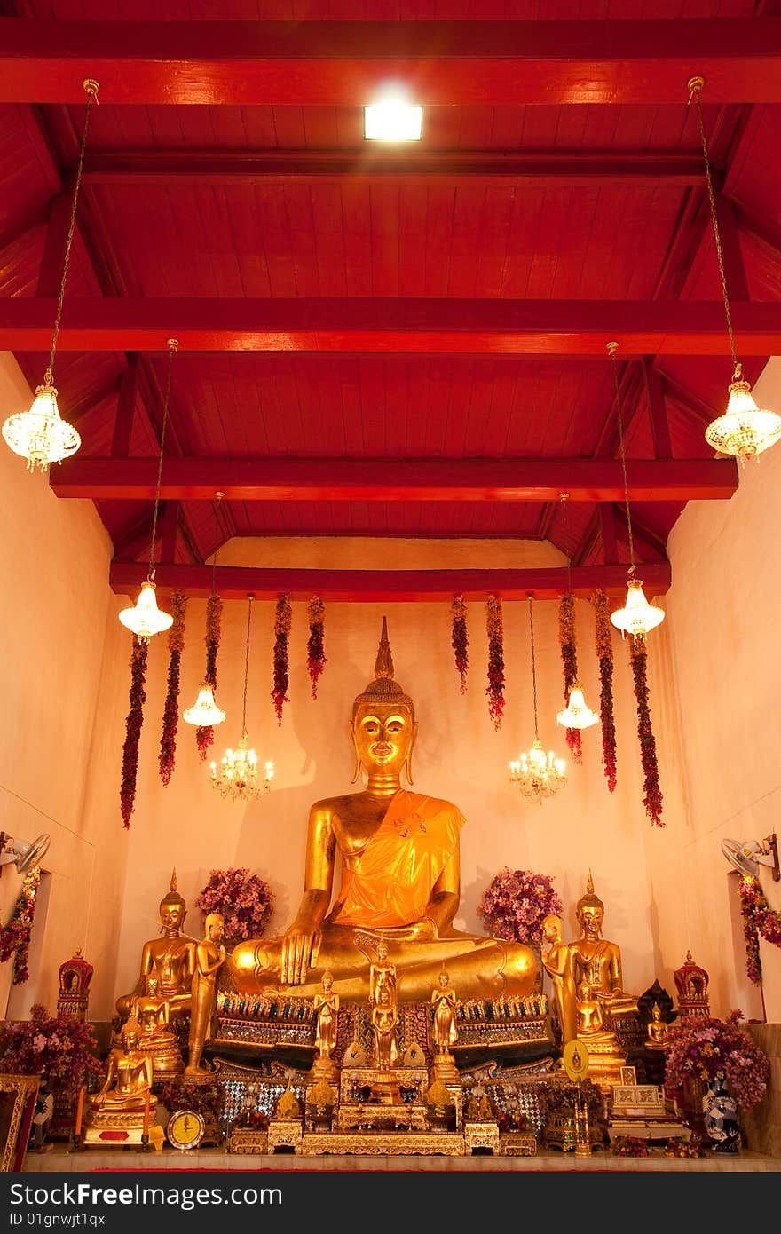 Buddha images in the church of temple in Petchaburi province, Thailand. Buddha images in the church of temple in Petchaburi province, Thailand.