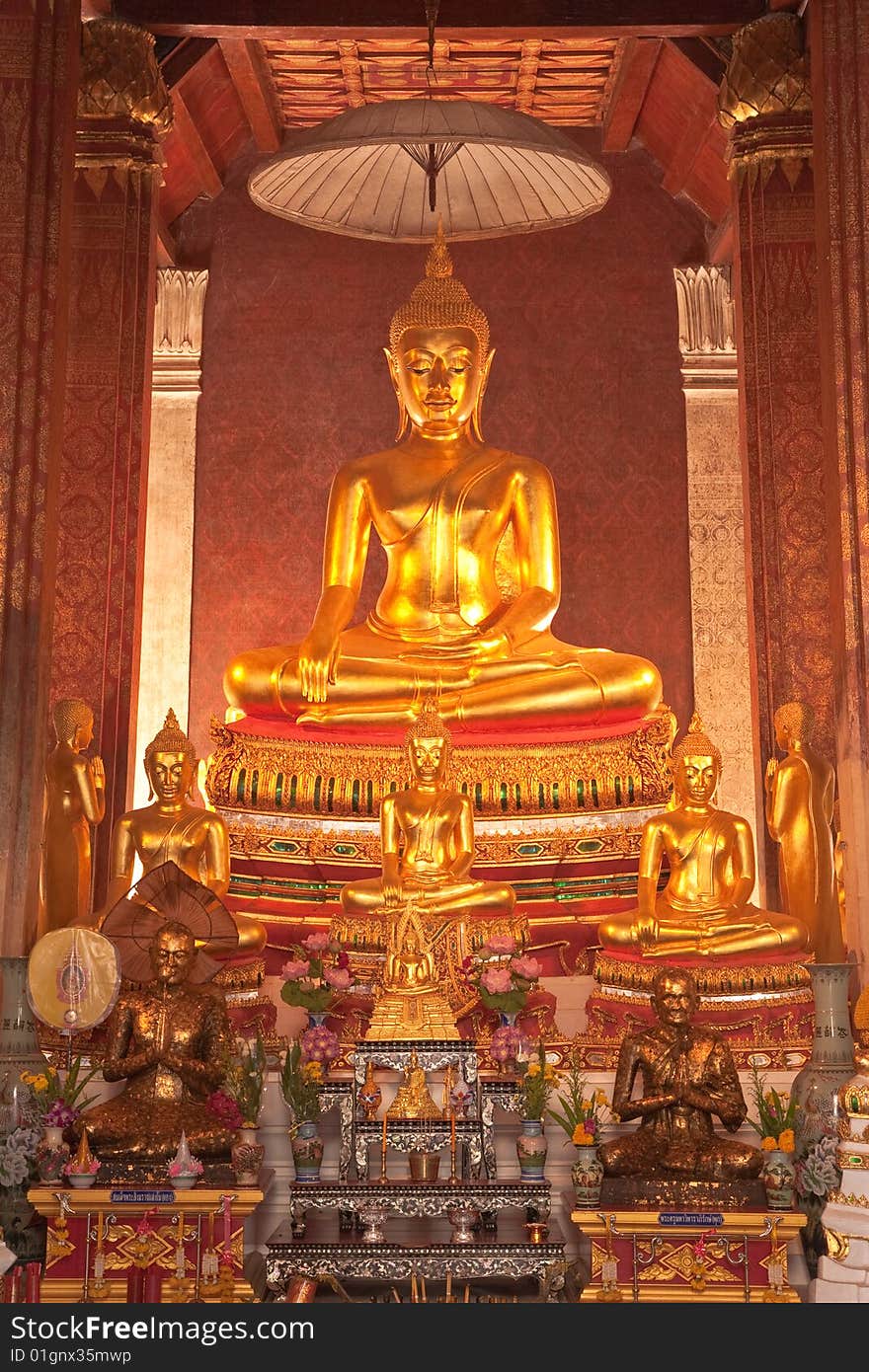 Buddha images in the church of temple in Petchaburi province, Thailand. Buddha images in the church of temple in Petchaburi province, Thailand.