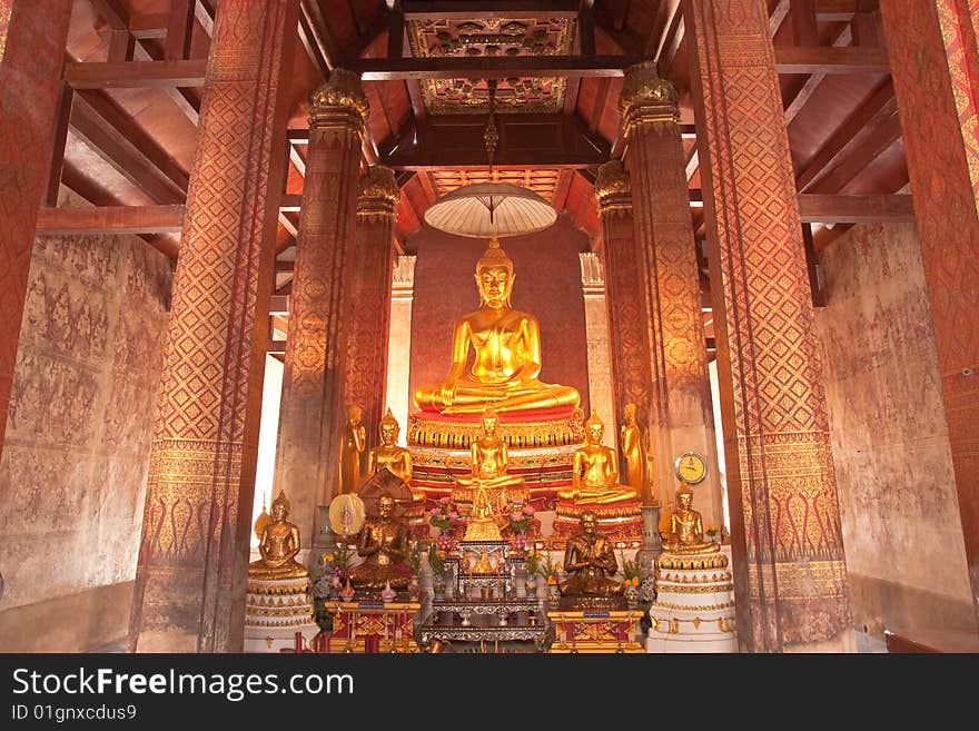 Buddha images in the church of temple in Petchaburi province, Thailand. Buddha images in the church of temple in Petchaburi province, Thailand.