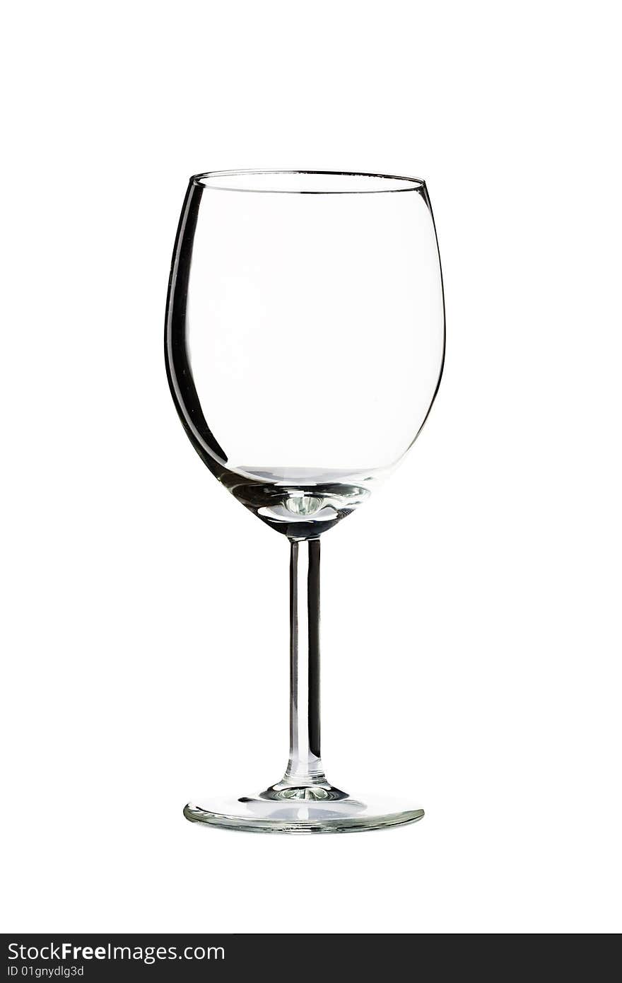 Transparent empty wine glass isolated on white background