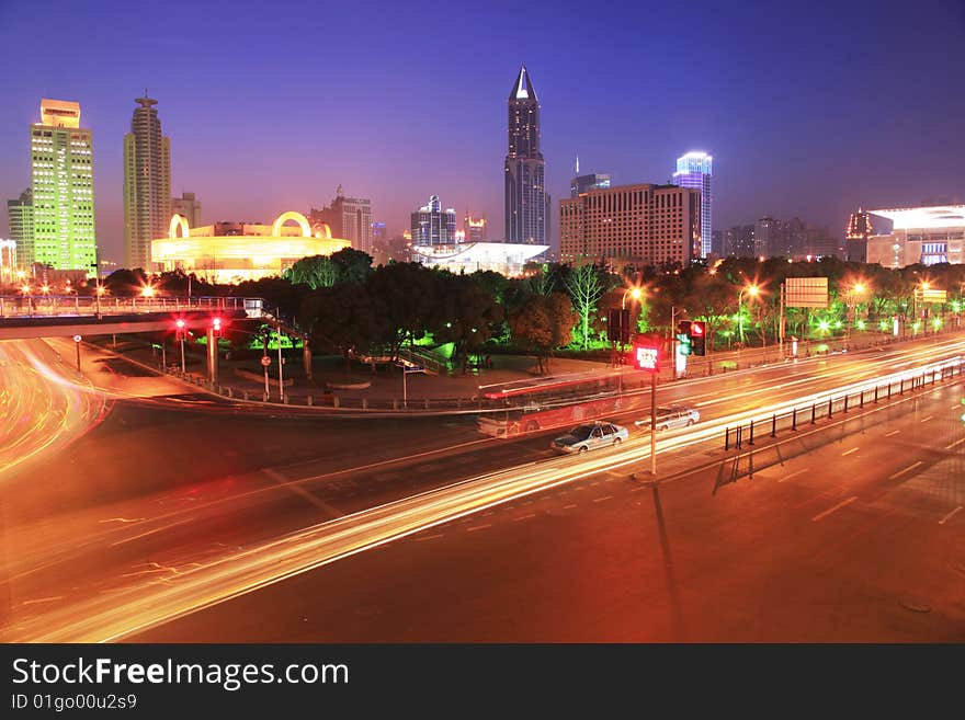 The night view of shanghai china. The night view of shanghai china.