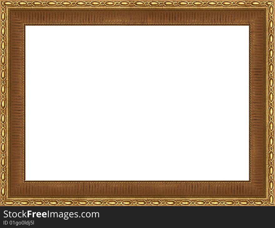 A picture gold frame on a white