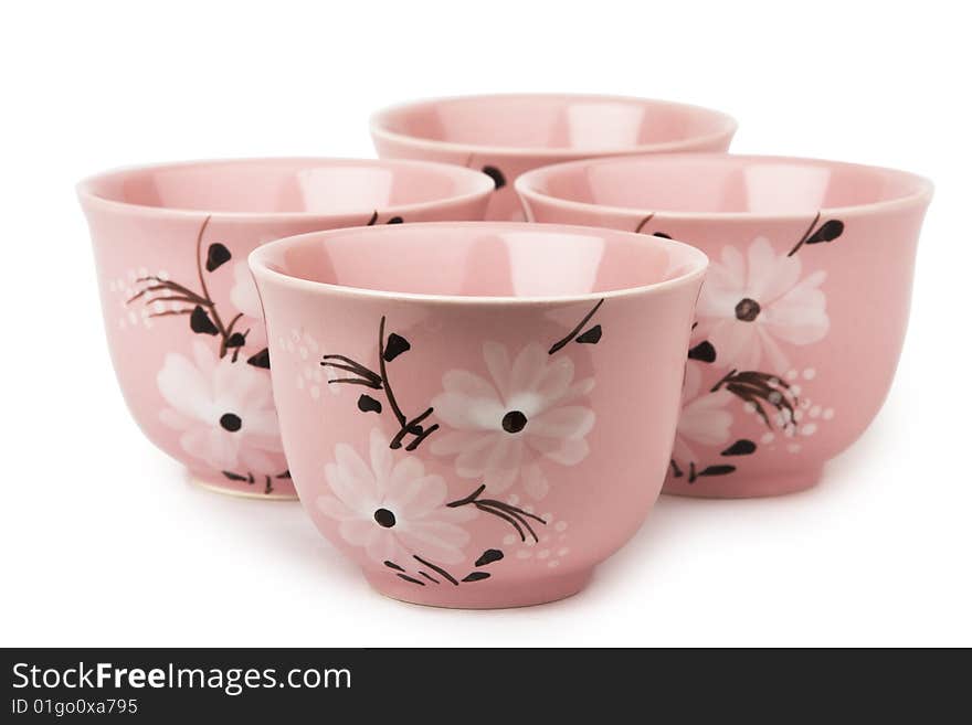 Four pink cups