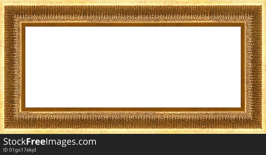 A picture gold frame on a white