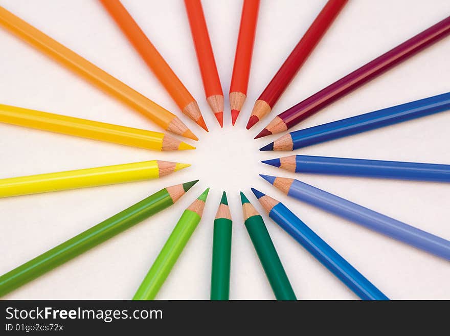 Artists' Graphic colour pencils forming circle on Canvas. Artists' Graphic colour pencils forming circle on Canvas