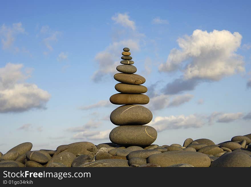 Spa stones against the blue sky