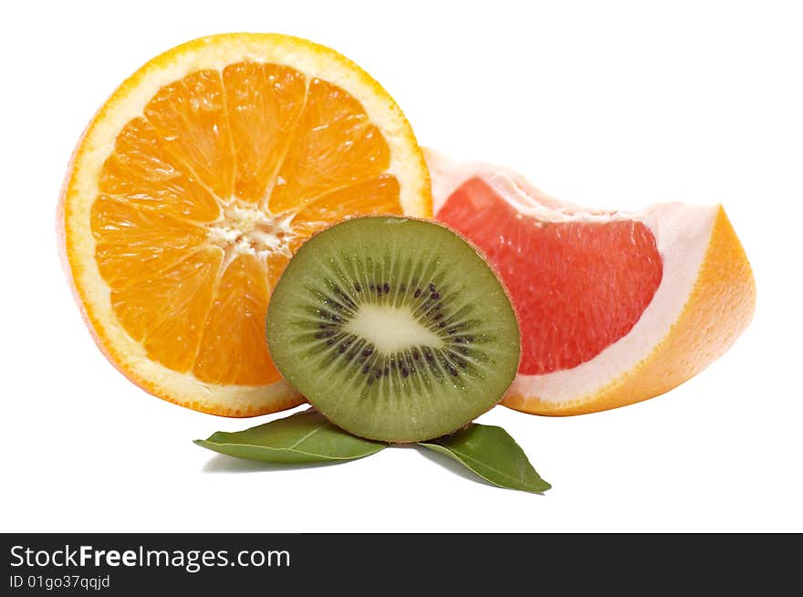 Fresh tropical fruits isolated on a white background. Fresh tropical fruits isolated on a white background.