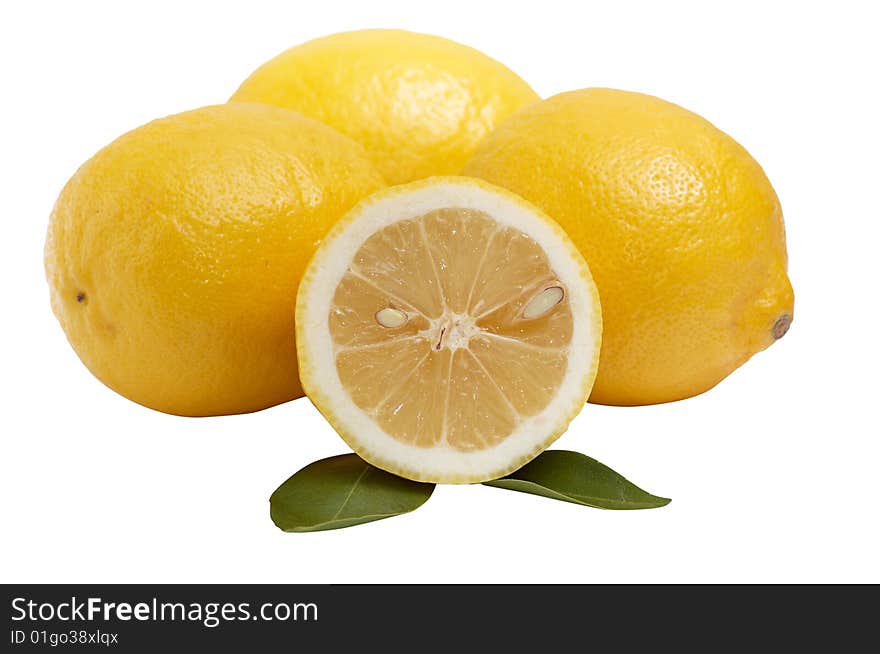 Lemons on a white background.