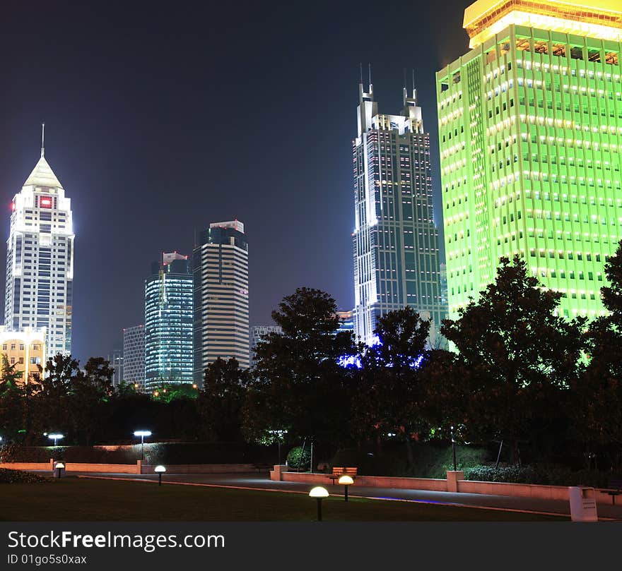 The modern building in night. The modern building in night.