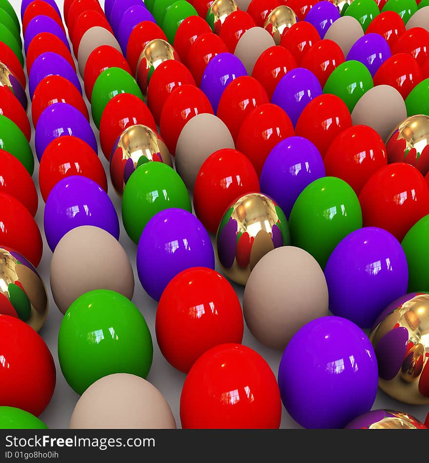 Colorful easter eggs 3d. easter.