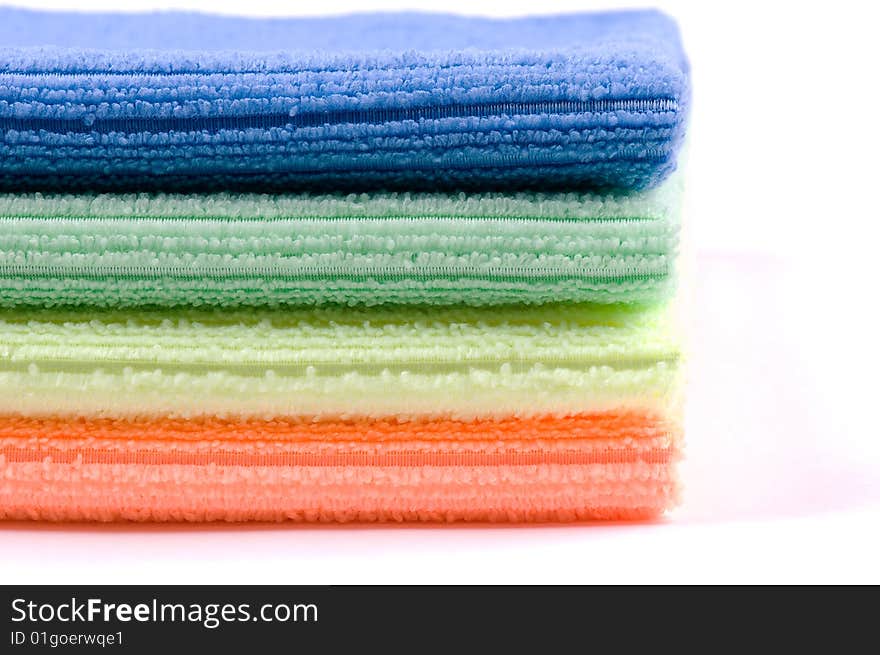 Towels on the white background