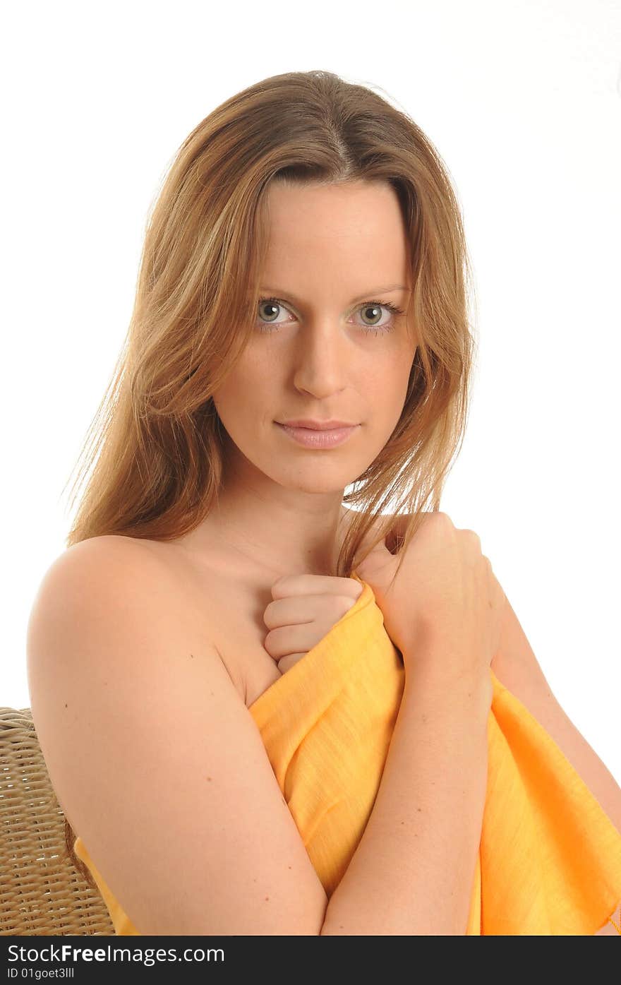 Portrait of a young woman. Isolated over white.