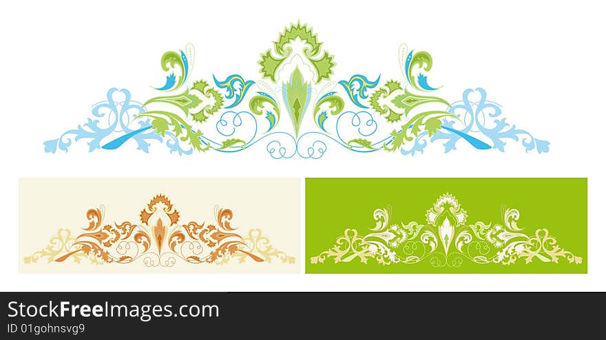 Set of abstract design floral elements