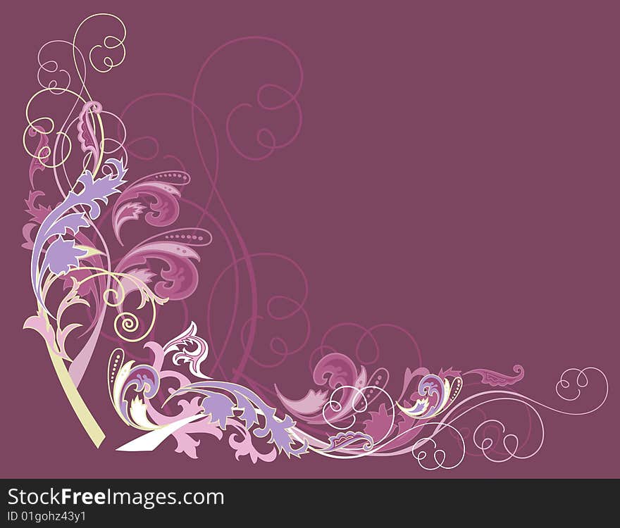 Abstract design floral elements. All elements and textures are individual objects. Vector illustration scale to any size.