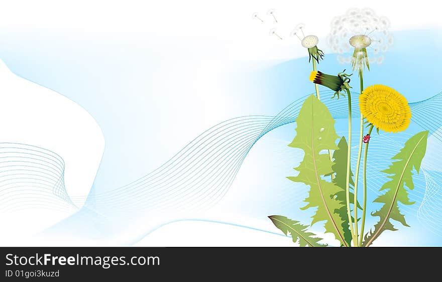 Spring meadows background. All elements and textures are individual objects. Vector illustration scale to any size.