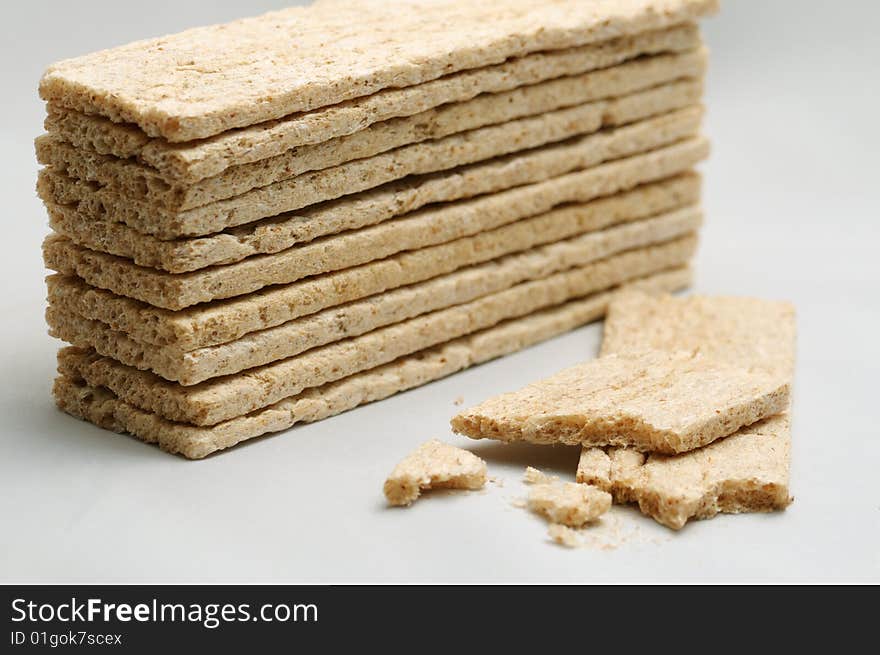 Broken slice of a crispbread.