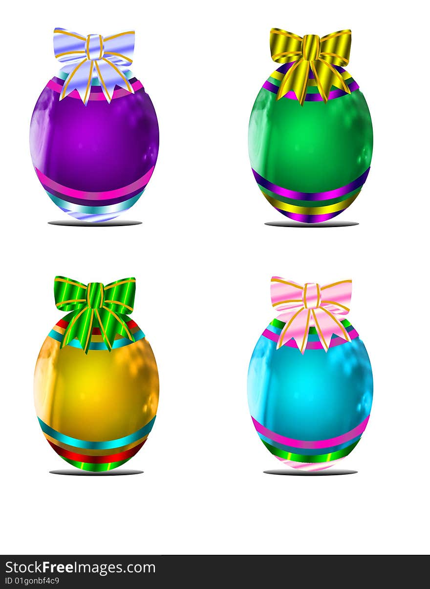 Colors easter eggs with ribbon