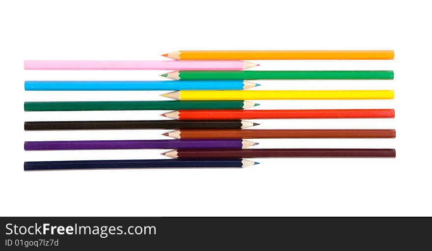 Multi colour pencils isolated on white