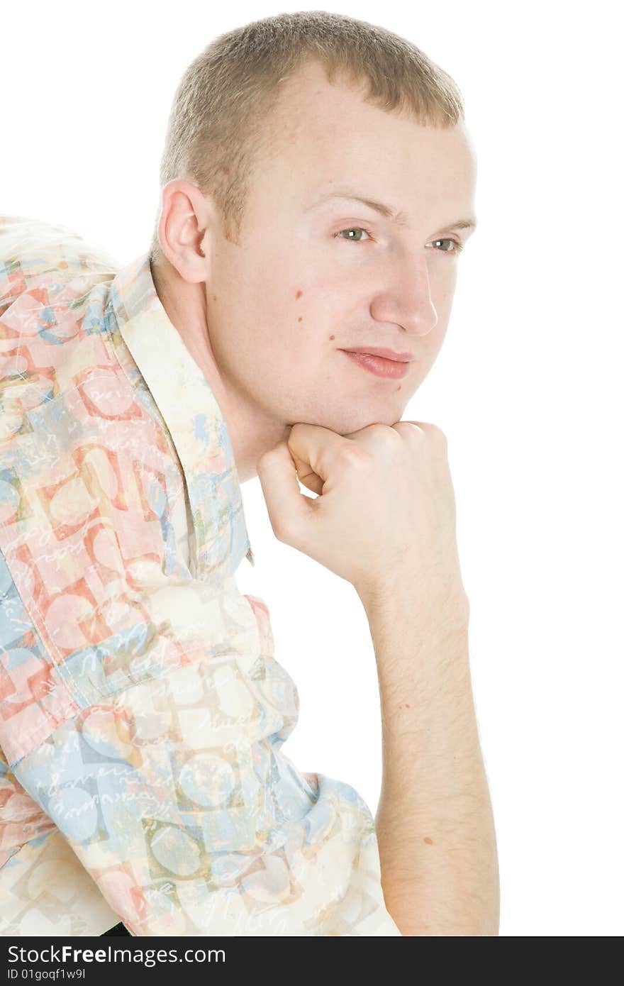 Portrait of man. Isolated on white background