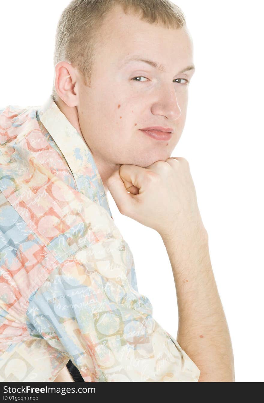 Portrait of man. Isolated on white background