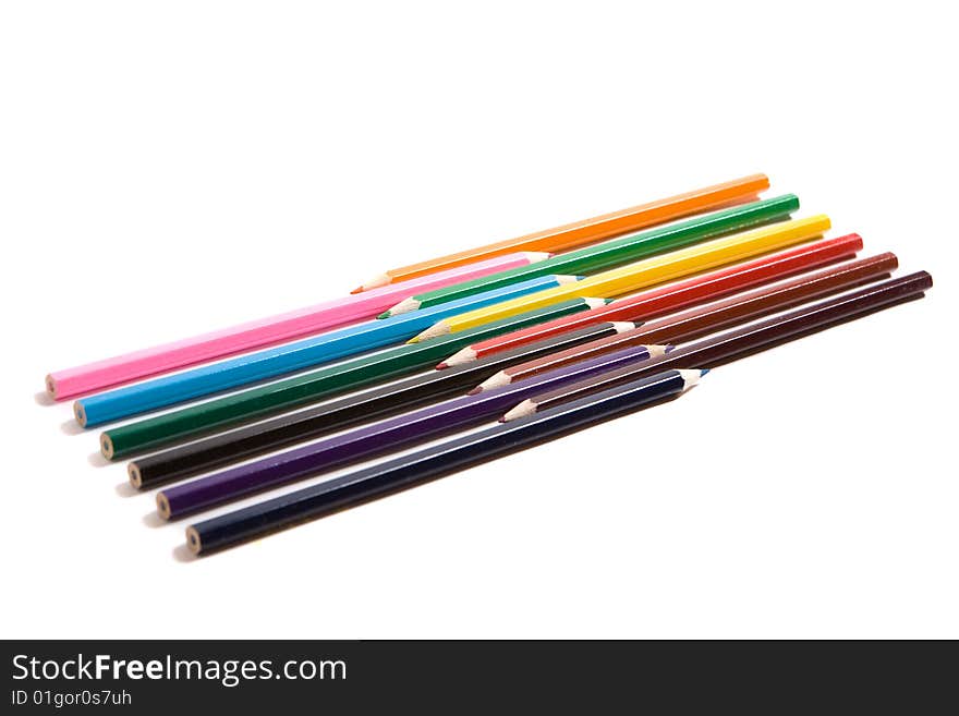 Multi colour pencils isolated on white