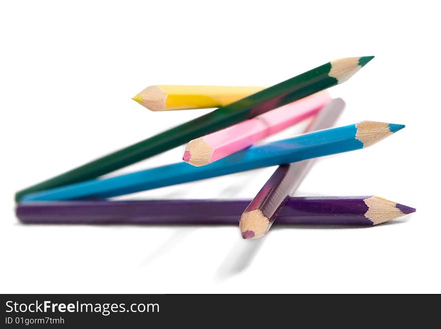 Multi colour pencils isolated on white