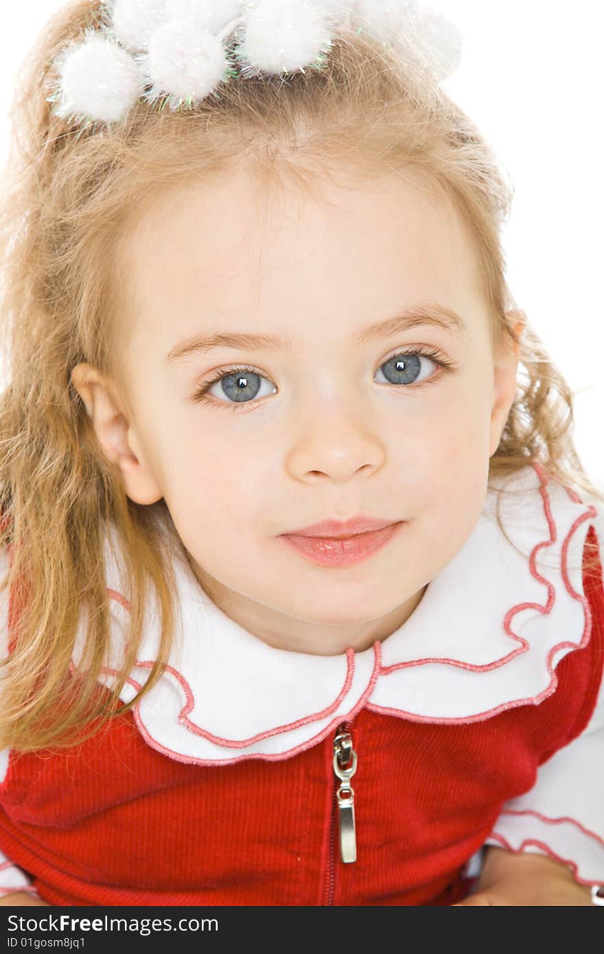 Pretty little girl. Isolated on white background