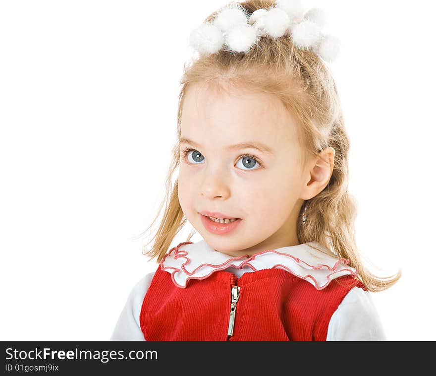 Pretty little girl. Isolated on white background