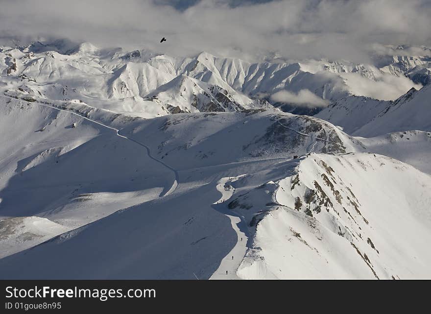 Ski rest in the Alpes. Skiing