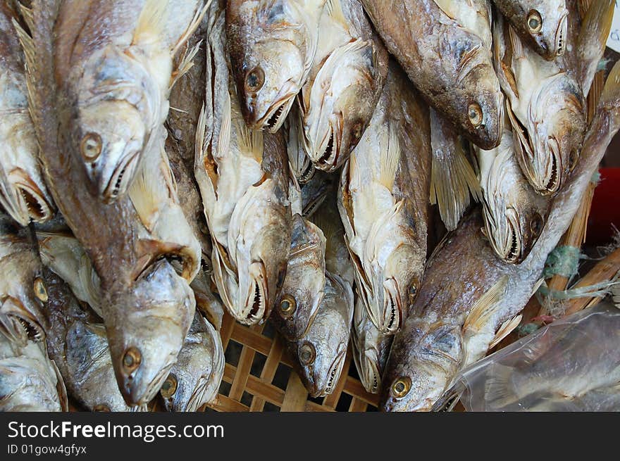 Dried of fish on the counter. Dried of fish on the counter.