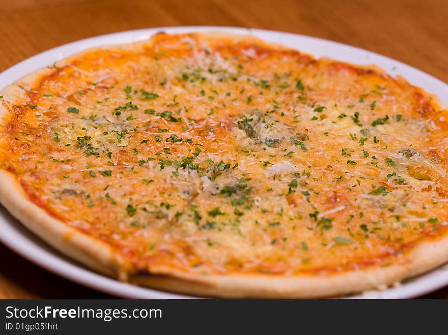 Close-up of pizza, selective focus