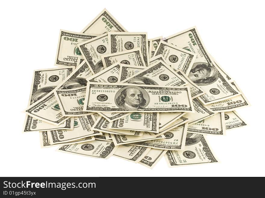 Group dollars isolated on a white  background. Group dollars isolated on a white  background