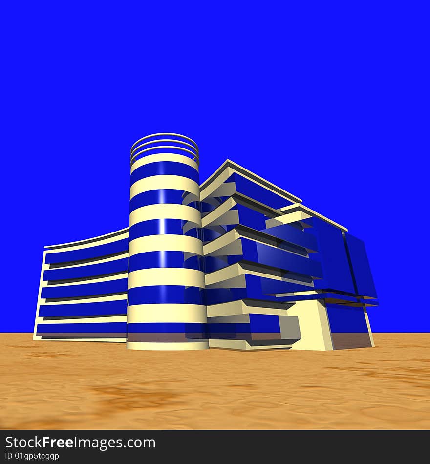 Abstract picture of blue building