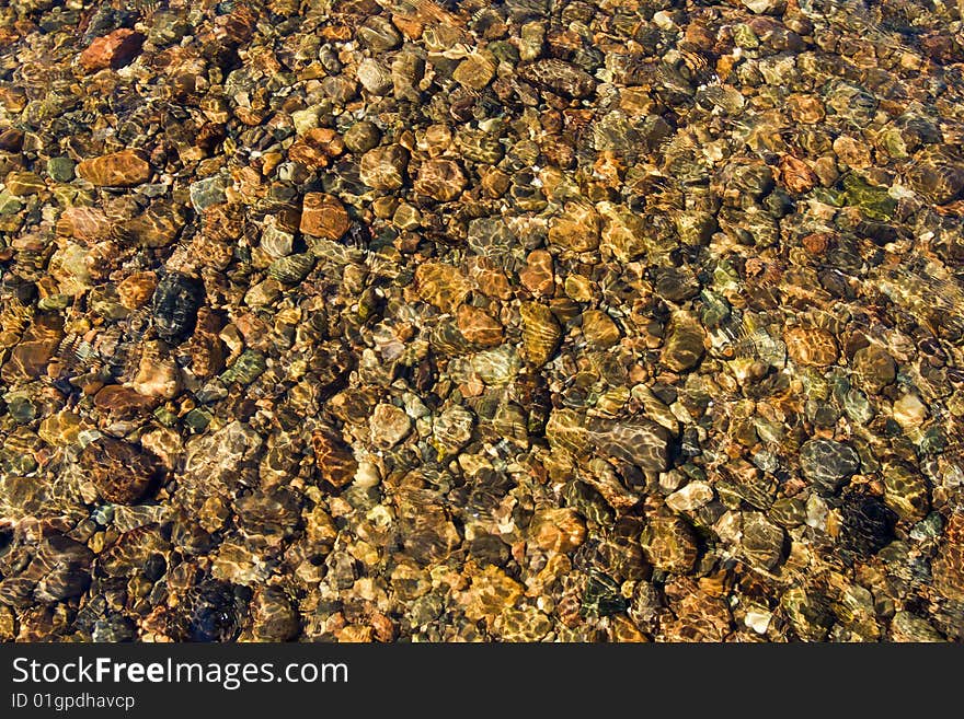 Pebbles in stream in mountain river