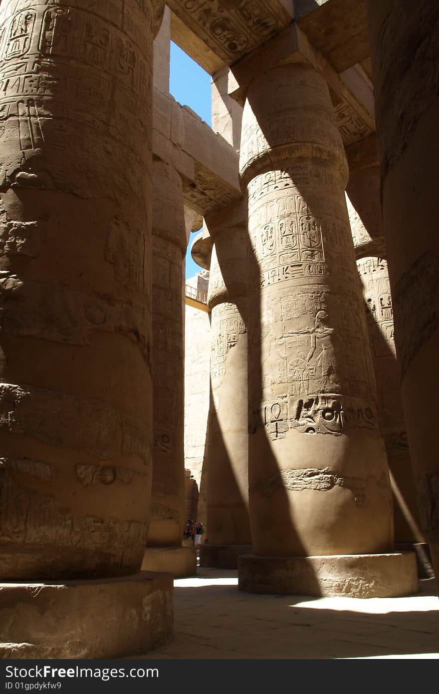 Massive pillars in Karnak Temple, Egypt.