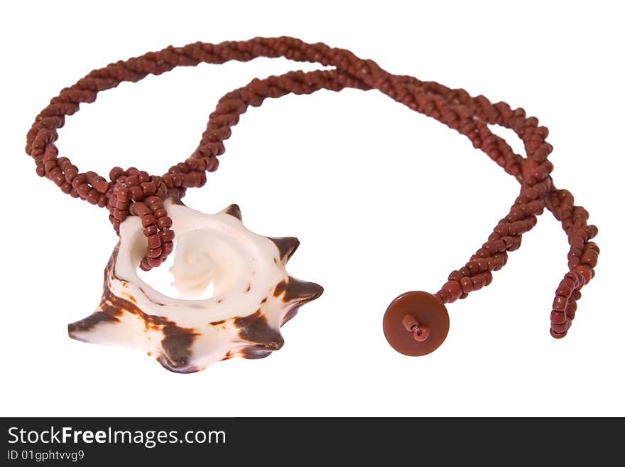 Beautiful seashell pendant with brown bead collar. Beautiful seashell pendant with brown bead collar