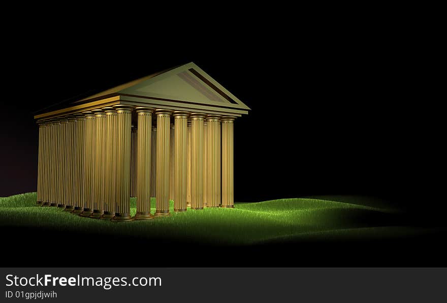 3d illustration of greek temple on black background (stocks exchange building symbol). 3d illustration of greek temple on black background (stocks exchange building symbol)