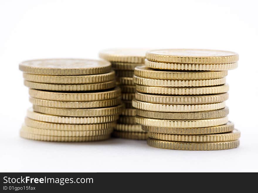 Stack of coins isolated on white