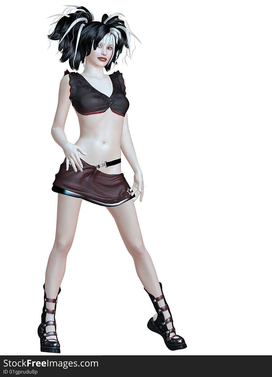 Hot gothic girl posing with boots and mini skirt. Hot gothic girl posing with boots and mini skirt.