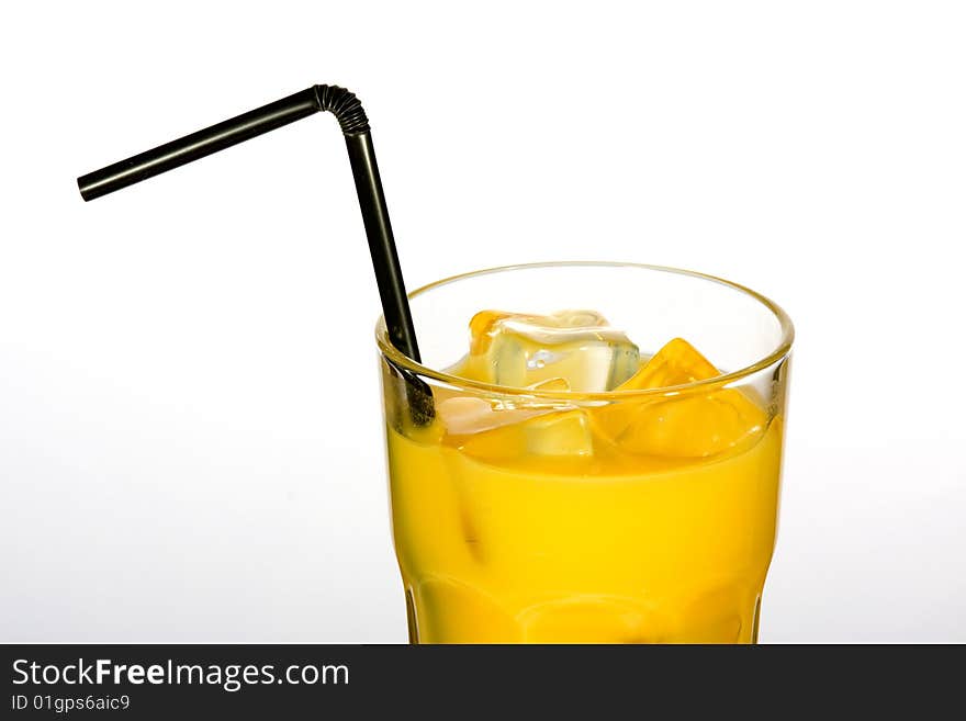 Orange juice with Drinking Straw